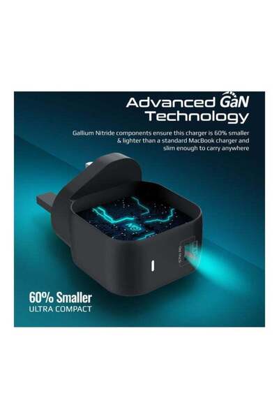 Promate iPhone Charger, 67W Super-Speed USB-C GaNFast Charger Black