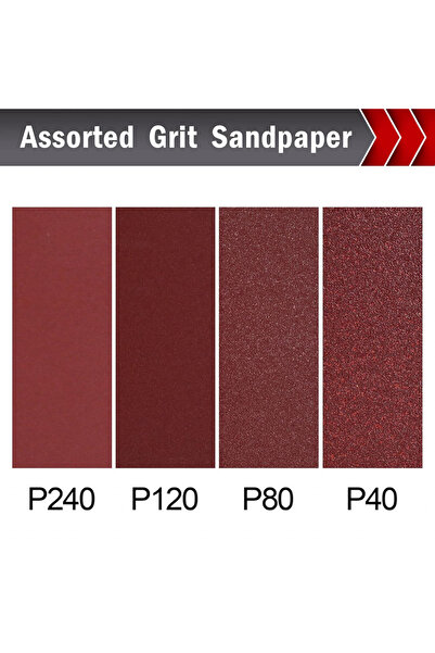 OEM Set of 20 sandpaper sheets, 23 x 28 cm, grit 40, 80, 120. 240, paper, aluminum oxide, brown