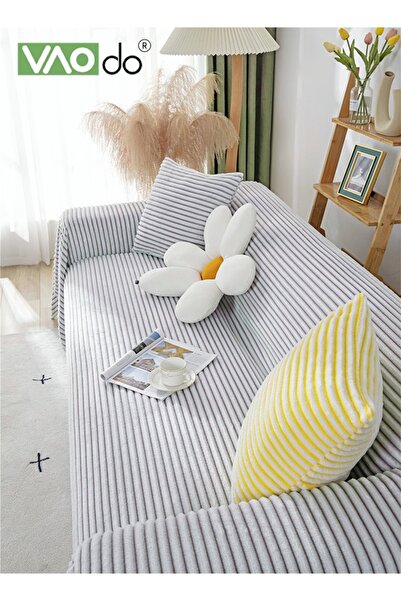 VAODO أغطية أريكة، أغطية أريكة بلون واحد للأريكة المقطعية، مقعد مزدوج قابل للغسل وجيد التهوية، لسريرين