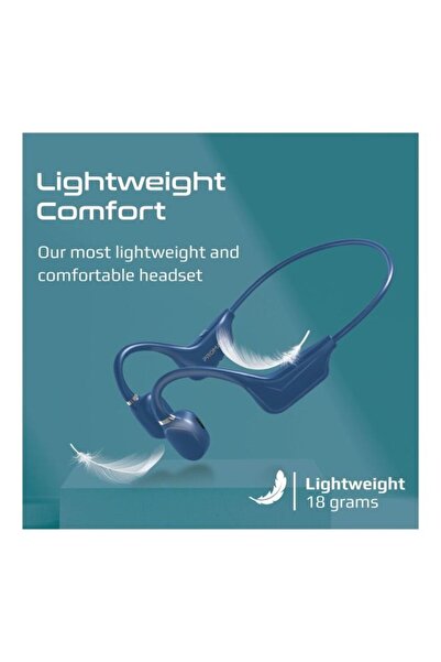 Promate Bone Conduction Earphones, Lightweight, 8H Playback, Mic, Sweatproof, Bluetooth v5.0, Blue