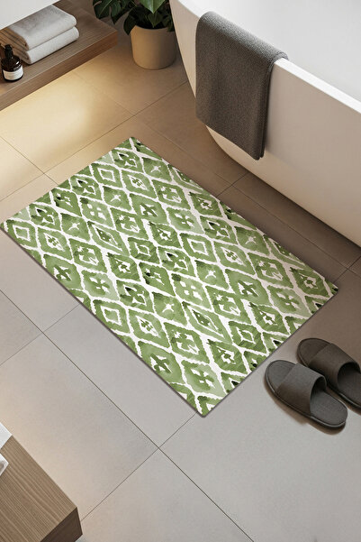Etnik Dekor مجموعة من سجادةين للحمام بنمط أخضر مائي