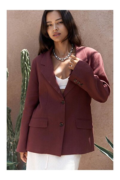 LC Waikiki برينا بليزر كتان عنابي