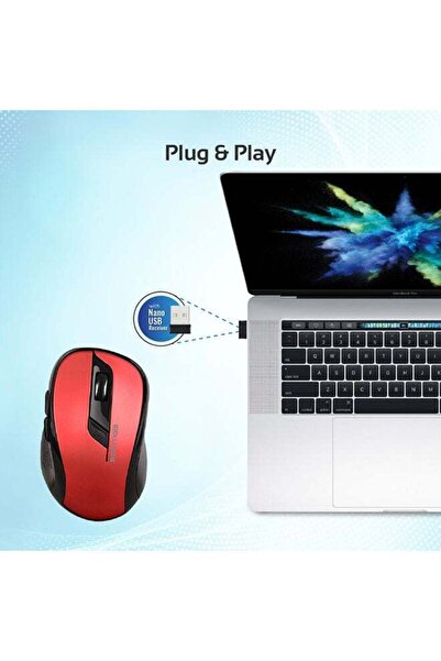 Promate Clix-7 Wireless Optical Mouse with USB Nano Receiver (Red/Black)
