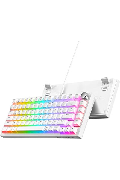 Baytion Mechanical Gaming Keyboard, 82-Key 75% Compact, White (Red Switches)