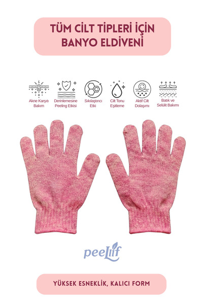 Peellif Pembe Peeling Banyo Vücut Masaj Eldiveni/Banyo Duş Eldiveni/Banyo Lif...