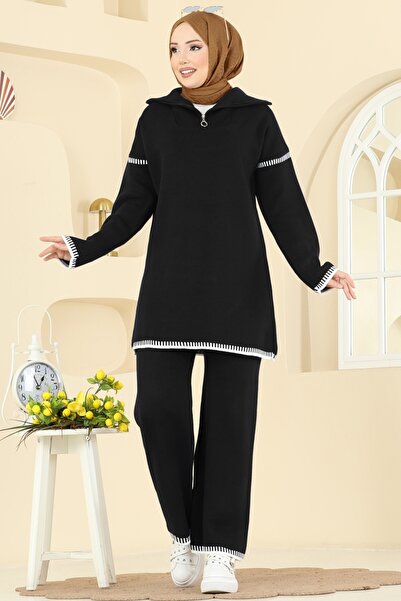 ModaMerve Şerit Detay Triko Takım 2759AYD574-MS Siyah