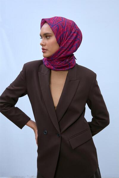 Silk Home Cotton Polyester Soft Scarf Cherry Geometric Pattern 90*90