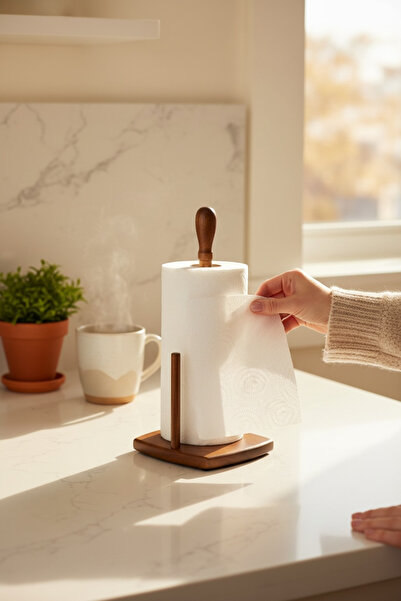 zezedesing Acacia Paper Towel Holder/Kitchen-Bathroom Organizer