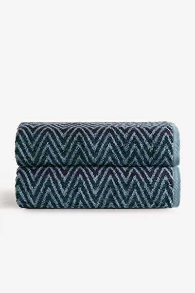 Cherx Zyon Yarn Dyed 2-Piece Bath Towel Set Petrol 76X150