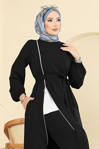 ModaMerve Önden Fermuar Detaylı Takım 2767SL432-MS Siyah