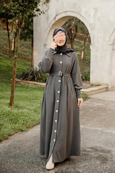 H HİJAB CENTER Smoked Flato Pocket Dress Nsr 5115