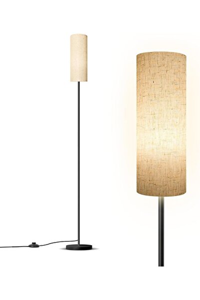 Baytion Floor Lamp with Foot Switch & Linen Lampshade, 3 Color Temperatures - Black