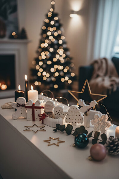 FS CANDLE & HOME Decoration - Accesories 8 Figürlü Dekoratif Beton Yılbaşı Se...