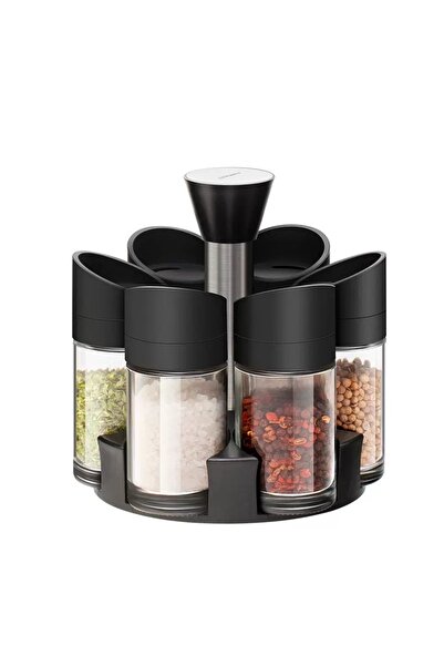 ENAGRO Kitchen glass spice rack set with 12 glass bottles - rotating spice jar rack