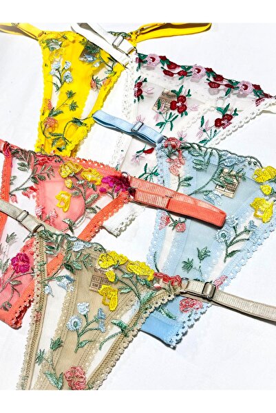 mendoza store Ρυθμιζόμενο εσώρουχο με δαντέλα με λουλούδια 5 τμχ