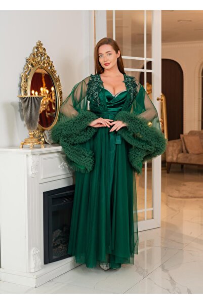 Limas lingerie Special Design Diamond, Lace Detail 2-Piece Long Dressing Gown