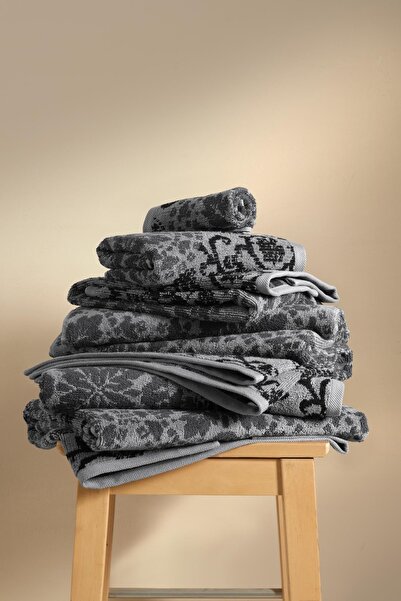 Cherx Matilda Yarn Dyed 2-Piece Bath Towel Set Anthracite 76X150