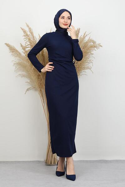 GİYZAMİLA Φόρεμα με φιόγκο στη μέση Ναυτικό μπλε