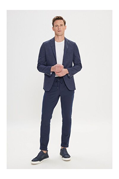 LC Waikiki Men's Navy Blue Slim Fit Slim Fit Mono Collar Dobby Jacket