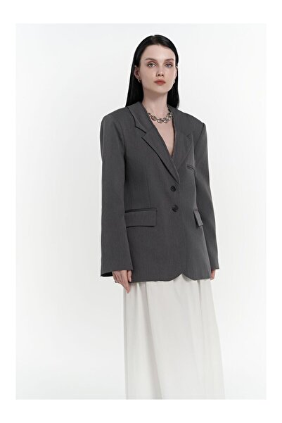 LC Waikiki Volda Collar Detail Anthracite Blazer