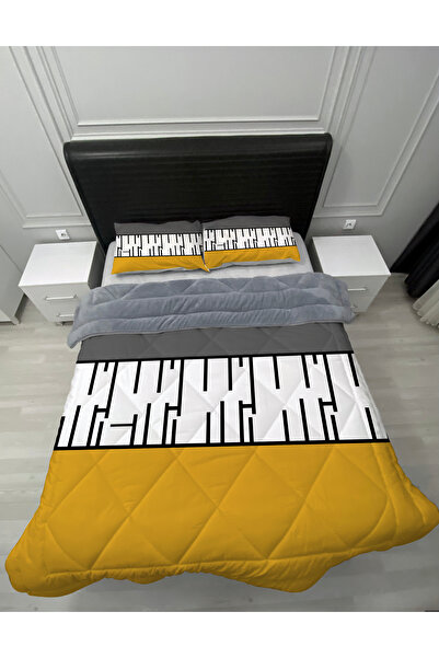 yok yok evim eve dair her şey Welsoft Fluffy Double-Sided Piano Patterned Double Quilt Sleeping Set