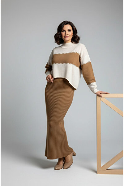 YusGos Women's Shepherd Stitched Top Striped Sweater Dress