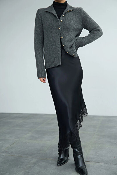 cemo Tricot Cardigan Jacket with Collar and Gold Buttons