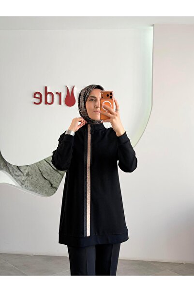 Armine Trend Sim Şeritli Tunik 25KT407 Siyah