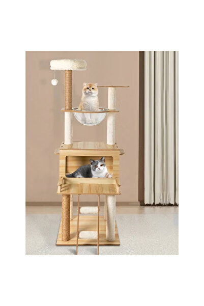 NKX شجرة قطط أنيقة متعددة المستويات مع مخبأ مريح ومقاعد فخمة