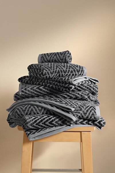 Cherx Zyon Yarn Dyed 2-Piece Bath Towel Set Anthracite 76X150