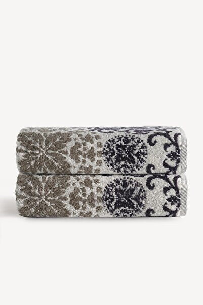 Cherx Matilda Yarn Dyed 2-Piece Bath Towel Set Stone 76X150