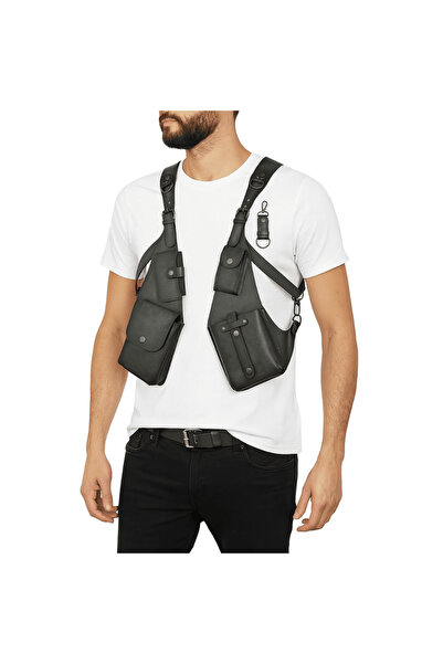 OferteTop Stylish and Practical Leather Anti-Theft Vest with Shoulder Strap and Secure Pockets