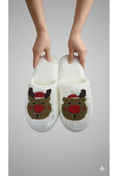 FootFrenzy Women's New Year Concept Soft House Slippers with Christmas Figure