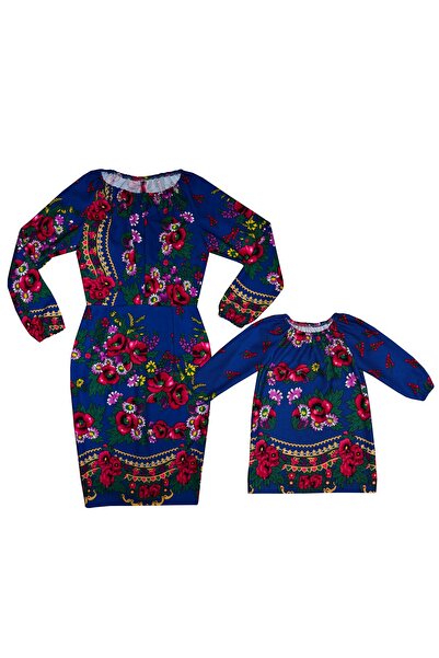 Atelier Anca Socolovschi Mother/daughter set blue dresses with floral print