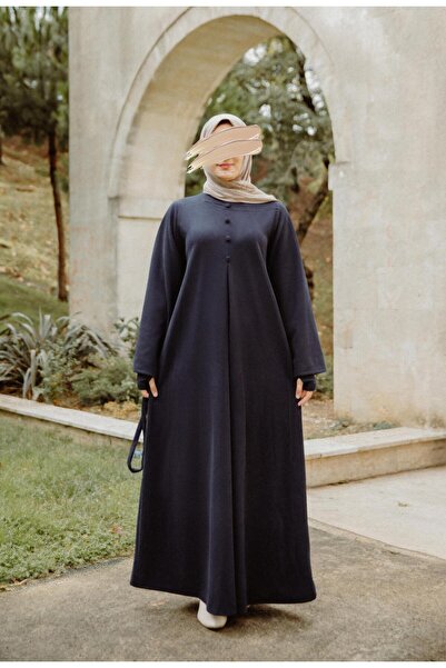H HİJAB CENTER Navy Blue Sleeve Dress Nsr 5114
