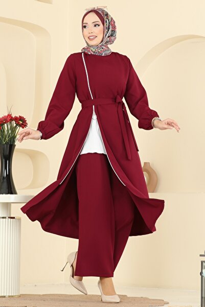 ModaMerve Önden Fermuar Detaylı Takım 2767SL432-MS Bordo
