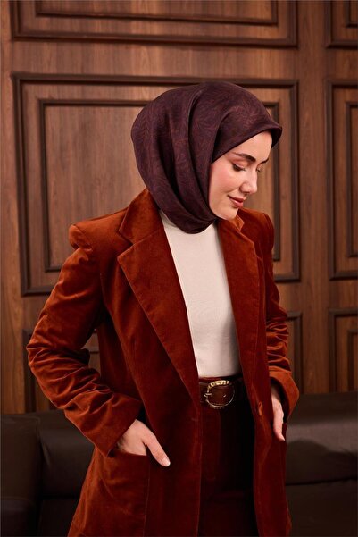 Silk Home Twill Silk Scarf Burgundy Floral Pattern 90X90