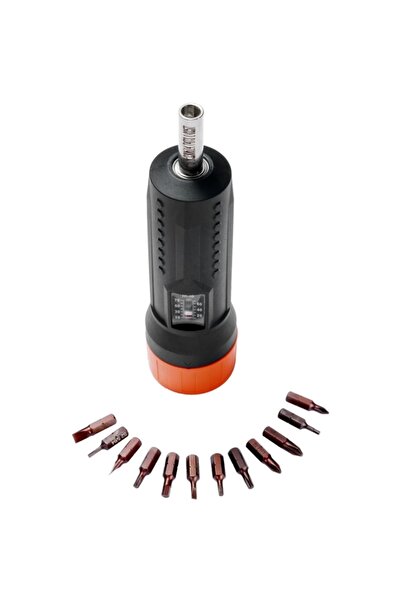 OEM Torque screwdriver with 12 magnetic bits, manual adjustment, flat head, Phillips, hexagonal, Torx