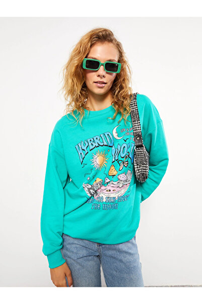 LC Waikiki Hanorac de damă cu mânecă lungă cu imprimeu verde LCW Vision