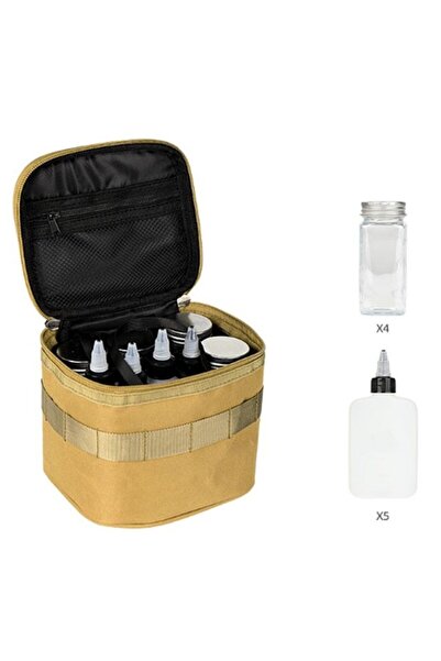 Arabest Portable Spice Shaker Seasoning Dispenser with 9 Jars Canvas Storage Bag Organizer Bottle Holder for