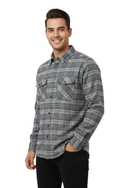 wolente Men's Winter Double Pocket Flap Shirt Bgl-St04931