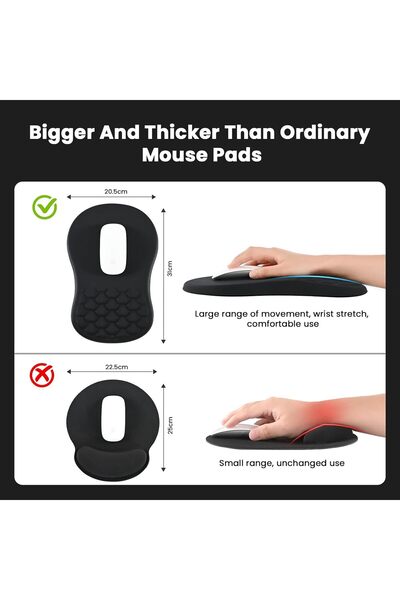 EooCoo Mouse Pad Wrist Support, Ergonomic Mouse Mat with Memory Foam (12x8 in, Black)