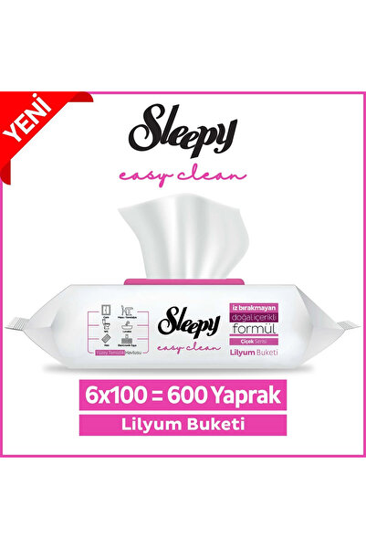 Sleepy Easy Clean Lilyum Buketi Yüzey Temizlik Havlusu 100 Yaprak 6'lı