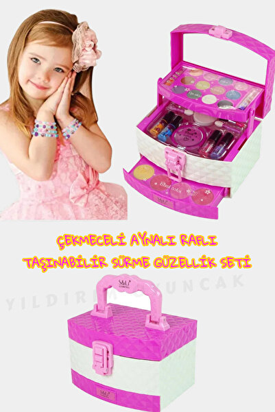 YILDIRIM OYUNCAK Sürülebilir 3 Katmanlı Taşınabilir Çantalı Makyaj Güzellik S...