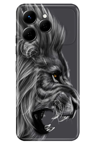 TECNO Spark 40 4G (KM5n) Kılıf Renkli Silikon Baskılı TPU Kara Aslan