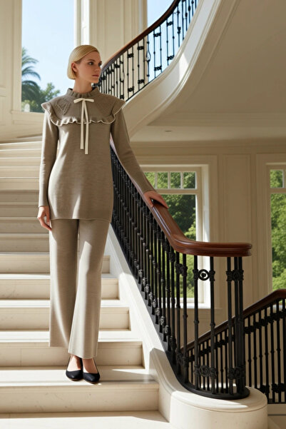 BENERLY Set de tricotaje pentru femei, cu guler înalt, cu detalii tricotate, ...