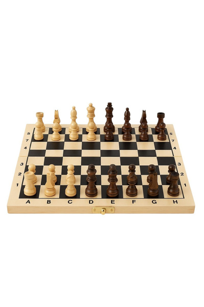 BaoBao Tablă de șah pliabilă 40x20cm din lemn – Set complet cu piese, portabi...