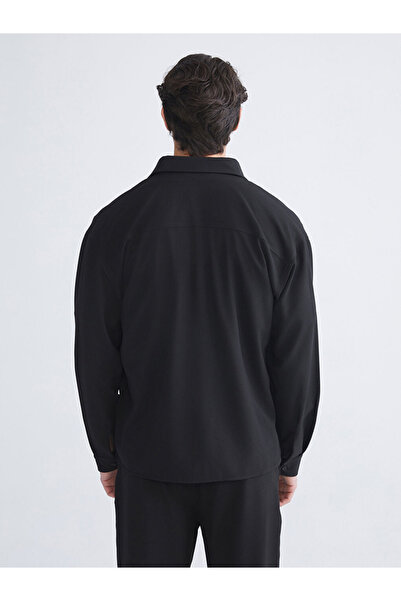 LC Waikiki Ανδρικό μακρυμάνικο πουκάμισο XSIDE μαύρο κανονική εφαρμογή