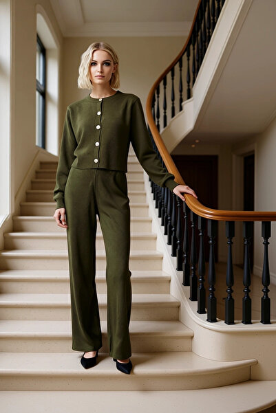 BENERLY Women's Top and Bottom Stylish Knitwear Cardigan and Wide-Leg Pants S...