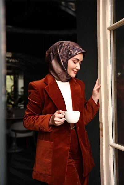 Silk Home Twill Silk Scarf Mink Flower Pattern 90X90